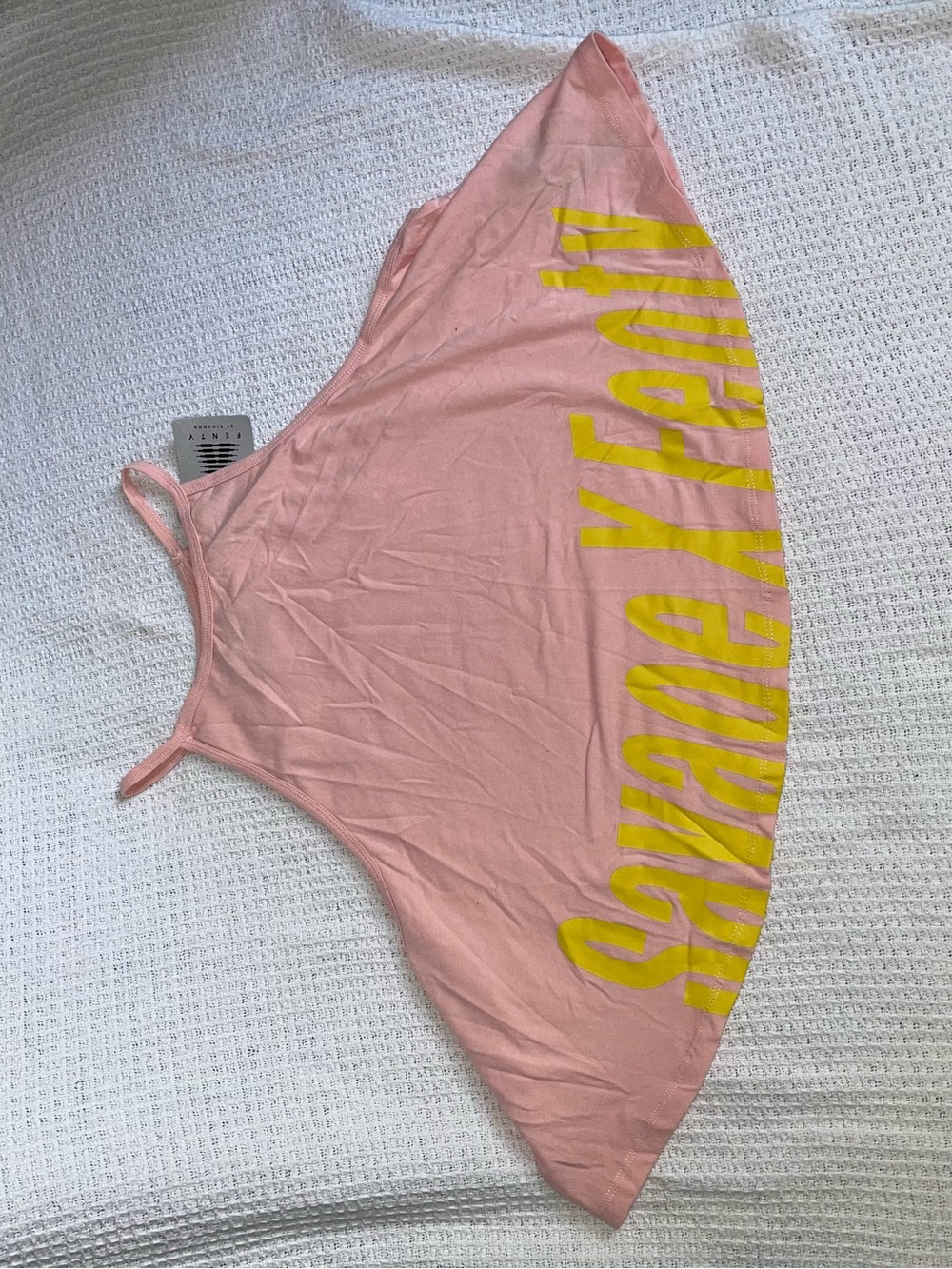 Savage X Fenty Pink Tank Top with Yellow Logo